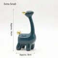 Modern teal ceramic giraffe figurine in extra small size with golden accents on a white base - Giraffe (9494) / Extra Small (Dark Green)
