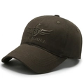 Berretto da baseball in cotone marrone scuro con ricamo Ray Wolf e visiera rinforzata - Verde Militare (Ricamo WOLF) / Verde Militare