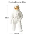 Jarrón astronauta de cerámica blanca con visera dorada, figura decorativa de 30 cm alto - Grande (30x16cm, Apertura 2.5cm)