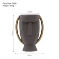 Modern face-shaped ceramic vase in matte dark grey with golden handles and 21cm height - Face Vase (564)