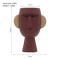 Abstract Nordic face ceramic vase in deep reddish brown with golden ear decorative accents - Face Vase (563)