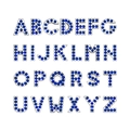 Full set of 26 alphabet charms in silver alloy with deep blue rhinestones for DIY crafts - Full Rhinestone Alphabet Style / A-Z Full Set / Sapphire Blue