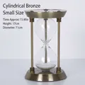 Clessidra in bronzo da 15 minuti con cornice cilindrica in metallo e sabbia bianca - Bronzo 3 Colonne Piccolo 15 Min