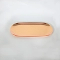 Plateau de rangement ovale minimaliste en acier inoxydable poli or rose pour bijoux - Grand / Or rose