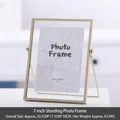 Minimalist 7-inch golden metal glass photo frame with rotating swivel stand in Nordic style - Gold Bracket Frame - 7 Inch / Gold
