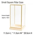 Minimalist brass and glass display case with wooden base measuring 11.5x20.5cm - Vintage Brass Glass Cover - Small