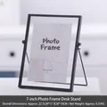 Minimalist 7-inch black metal photo frame with double-sided glass and back stand - Black Bracket Frame - 7 Inch / Black