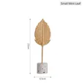 Golden mint leaf sculpture on terrazzo base, 22cm decorative centerpiece for modern home - Mint Leaf-Small