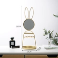 Golden rabbit ear jewelry organizer with makeup mirror and base tray 36cm height - Rabbit Shape Mirror Rack