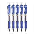 Set of five blue retractable gel pens with comfortable rubber grips and 0.5mm tips - 0.5mm / Blue