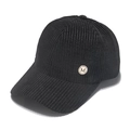 Classic black corduroy baseball cap with golden M logo badge for outdoor sun protection - 56-60cm Adjustable / Black