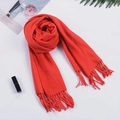 Red plaid double-sided fleece scarf with tassels for winter warmth and styling - 30*145cm / Red