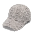 Detail view of grey lamb wool baseball cap showing thick texture and warm plush fabric - 56-60cm Adjustable / Gray