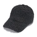 Detailed macro view of the black lamb wool texture and fabric on this warm baseball cap - 56-60cm Adjustable / Black