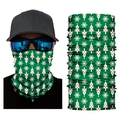Green Christmas magic headwear with white trees and snowflakes for winter outdoor sports - S294 Christmas Green Forest