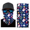 Dark blue thermal magic bandana with festive Christmas Santa and snowflake patterns - S299 Santa Claus