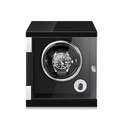 Single watch winder in black carbon fiber with glass window and rotary control - 1 Slot / Black Lacquer & Carbon Fiber Interior