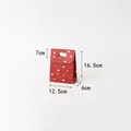 Red Christmas paper gift bag with Santa and reindeer patterns and size specifications - Red Small