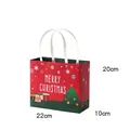 Red Merry Christmas gift paper bag with green bottom and white handles, Medium 22x10x20cm - M Red - Colorful Christmas Gift Bag