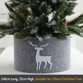 Cache-pied de sapin en feutre gris avec rennes blancs, taille 140x25cm pour sapin de 150cm - Convient Pour Sapin De 150cm (140x25cm)