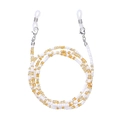Detail of yellow and white beaded eyewear chain with silver lobster clasps and silicone loops - 5# (Yellow & White Mixed)