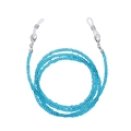 Dettaglio catena per occhiali con perline blu, clip metalliche e anelli in gomma - 4# (Blu Traslucido)