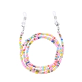 Close-up of multi-color handmade beaded glasses chain with silver lobster clasps - 6# (Rainbow Multi-color Mixed)