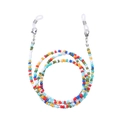 Macro detail of colorful beaded eyeglass chain with secure silver lobster clasps - 7# (Bright Multi-color Patchwork)
