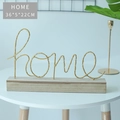 Decoración moderna Home en metal dorado sobre base de madera con LED para hogar elegante - Lámpara HOME
