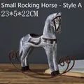 Nordic vintage wooden rocking horse ornament Model A in distressed grey finish, 23x5x22cm - Style A-Distressed Gray