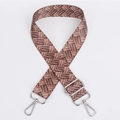 Adjustable crossbody bag strap featuring brown retro woven ethnic pattern and silver hardware - Pattern 93 (Silver Hook)