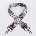 Adjustable woven shoulder strap with blue and orange abstract animal print and metal hooks - Pattern 91 (Gunmetal Hook)