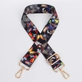 Adjustable crossbody bag strap featuring colorful butterfly patterns on black nylon webbing - Pattern 97 (Gold Hook)