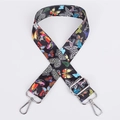 Adjustable crossbody bag strap featuring colorful butterfly print on black webbing - Pattern 97 (Silver Hook)