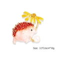 Enamel hedgehog brooch with yellow sunflower and white pearl detail, size 3.5x2.6cm - Pink Sunflower Hedgehog (YNCP5175 Artificial Pearl Red)