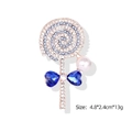Lollipop brooch with blue and white crystals, pearl accent, 4.8x2.4cm size - Blue and White Rhinestone Lollipop (YNCP01464 Blue)