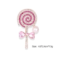 Pink lollipop brooch with white pearls and sparkling rhinestones in rose gold plating - Pink and White Rhinestone Lollipop (YNCP01464 Red)
