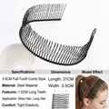 Cerchietto da uomo in metallo nero con denti da 3,5 cm per sport e styling capelli - Stile pettine a denti pieni 3,5 cm