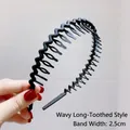 Cerchietto ondulato nero per uomo con denti lunghi e larghezza 2,5 cm per lo sport - [indistruttibile] Design Ondulato Con Denti Lunghi