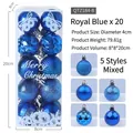 20-piece royal blue Christmas balls 4cm set with varied textures and matte patterns - 20 Pieces Set / Sapphire Blue