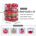 Set de 24 bolas de Navidad rojas y doradas de 6 cm para decoración de árbol - Juego de 24 / Rojo/Dorado