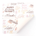 Cartoon birthday gift wrapping paper with colorful text, hearts, and gift box icons - Birthday Alphabet-2 / 50x70cm