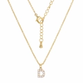 Collana dorata con ciondolo a lettera D impreziosita da strass lucidi ed eleganti - Lettera D (XL00063-D)