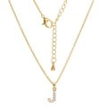 Gold fashion necklace with letter J pendant featuring sparkling white zircon accents - Letter J (XL00063-J)