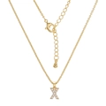 Elegant gold necklace with sparkling diamond-encrusted letter X pendant on fine chain - Letter X (XL00063-X)