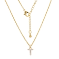 Golden necklace with letter T pendant featuring sparkling cubic zirconia stones and O-chain - Letter T (XL00063-T)