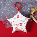 Star-shaped Christmas gift box with winter patterns and red ribbon handle - White Gift Bunting With Red Ribbon