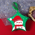 Star-shaped green Christmas gift box featuring a snowman pattern and Merry Christmas text - Green Snowman With Green Ribbon