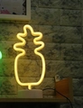 Pineapple LED neon mood light with a yellow glow on a white cylindrical base - Pineapple (Warm White) With Base