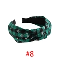 Top knot headband featuring green plaid fabric with silver snowflake patterns for Christmas - Green Black Plaid Snowflake #8